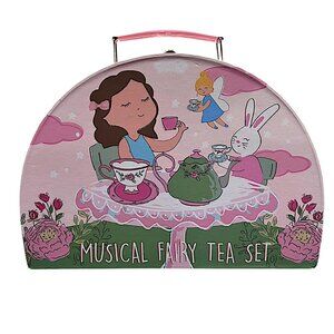 Mud Pie Musical Fairy Tea Set Pink #11660008 Children's 9 Piece Tin Playset